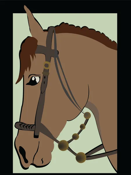 Artístico marrom cavalo cabeça perfil — Vetor de Stock