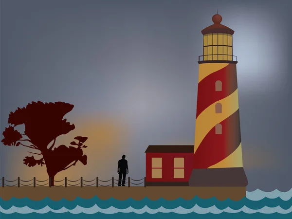 deniz fenerinde ayakta adam