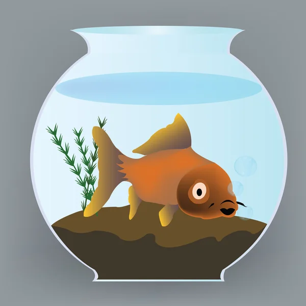 进水族馆的黄色小鱼 — 图库矢量图片