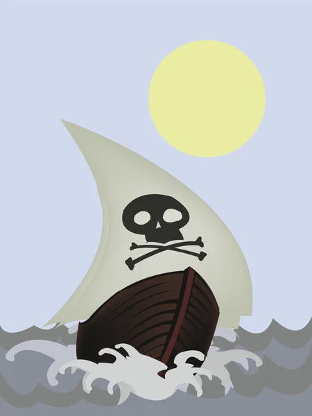 Navio pirata no mar — Vetor de Stock