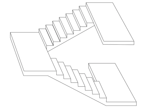 One floor stairs sketch — Stock Vector