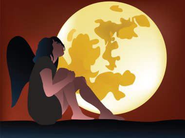 Girl watching the moon