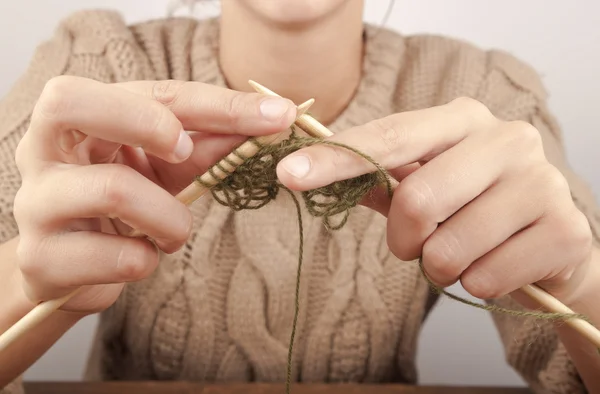 Process of knitting — Stock Photo, Image