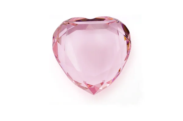 Isolado rosa colorido coração de cristal — Fotografia de Stock