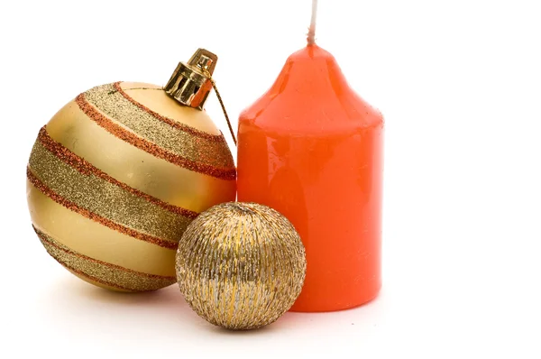 Candle and baubles — Stock Photo, Image