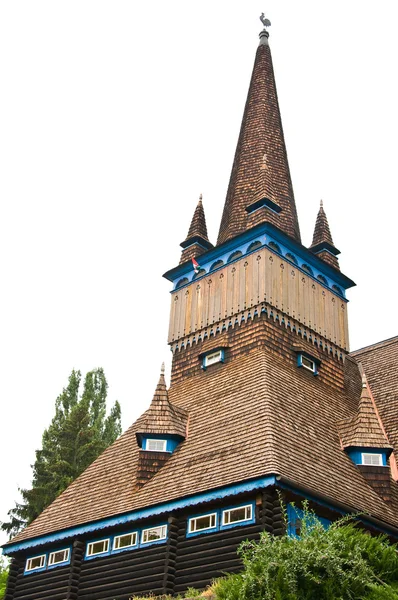 Věž dřevěný kostel v Miskolci — Stock fotografie