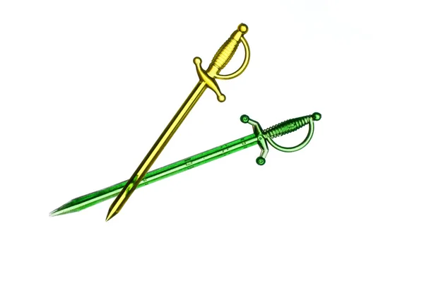 Duas espadas de plástico — Fotografia de Stock