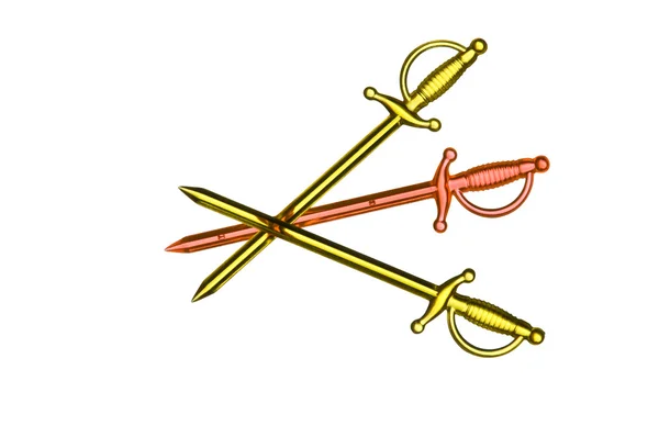 Three plastic swords crossing — Stock Photo, Image