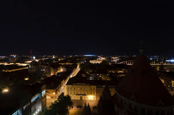 Vista aérea oriental de szeged en la noche —  Fotos de Stock