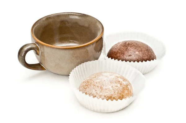 Mézes keksz és a bögre kávét — Stock Fotó
