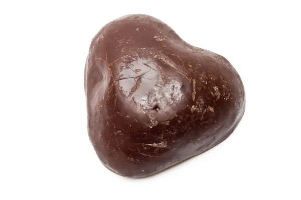 Single scratched chocolate heart — Stock Photo, Image