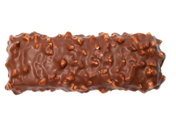 Chocholate en kaas dessert met grond pinda's bovenaanzicht — Stockfoto