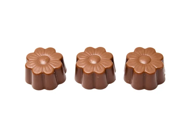 三个菊花形巧克力分类 — 图库照片