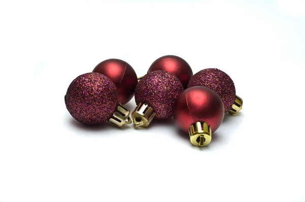 Seis decorações de bolas de Natal — Fotografia de Stock