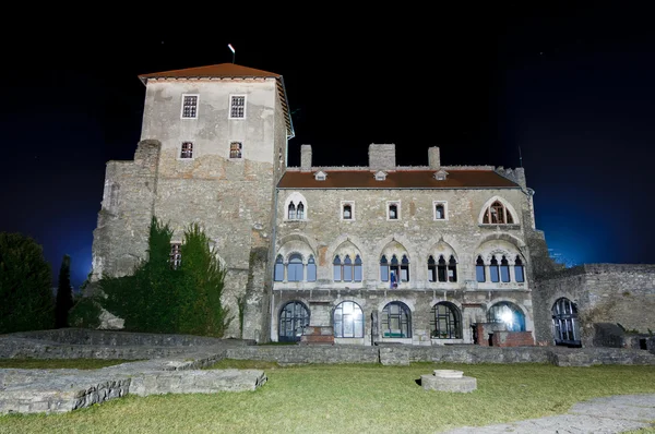 Rückansicht der Burg von Tata bei Nacht — Stockfoto
