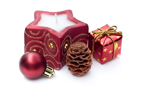 Vela de Natal e decoração — Fotografia de Stock