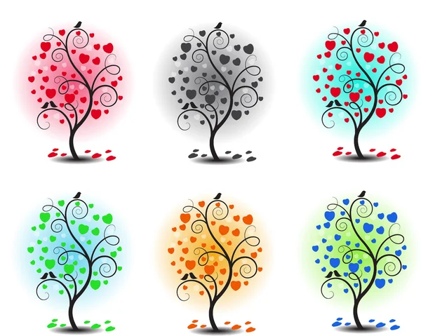 Stylized trees with apples on a white background — Stock Vector