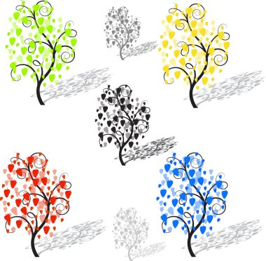 Stylized trees with apples on a white background clipart