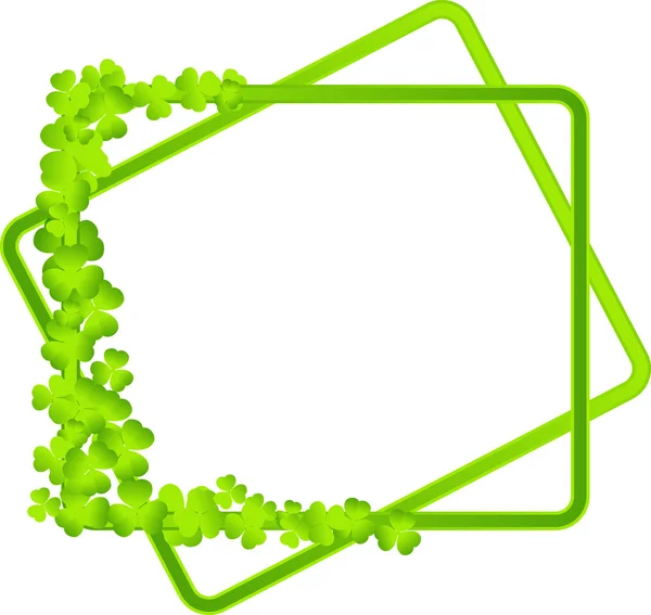 クローバーの葉と緑のフレーム — ストックベクタ