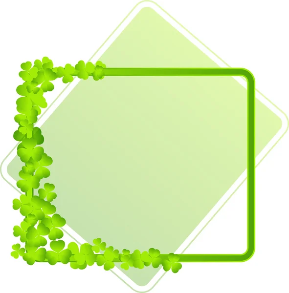 Green frame with clover leaves — Stock Vector