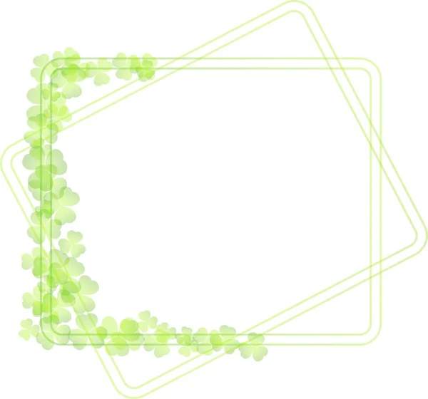 Marco verde con hojas de trébol — Vector de stock