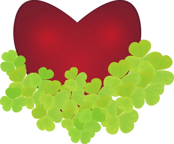 The heart of the leaves of clover — Stock Vector
