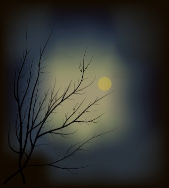 Dark wood in the sky with the moon clipart