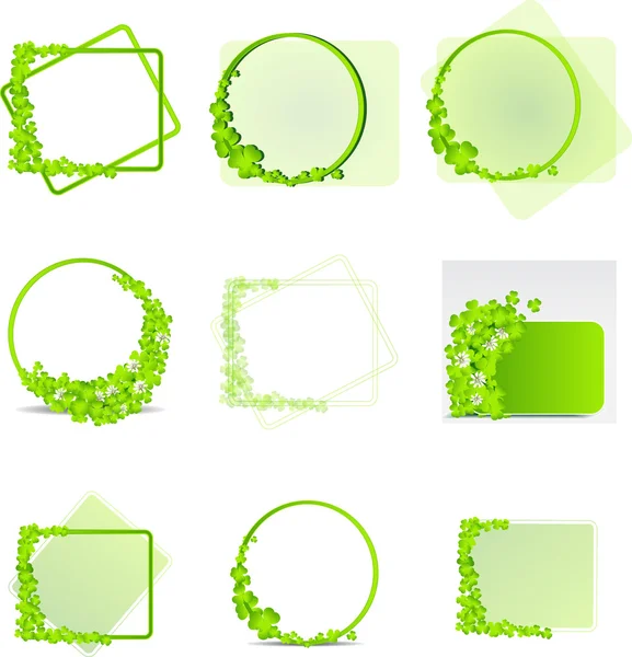 Зеленая рамка с листьями клевера — стоковый вектор