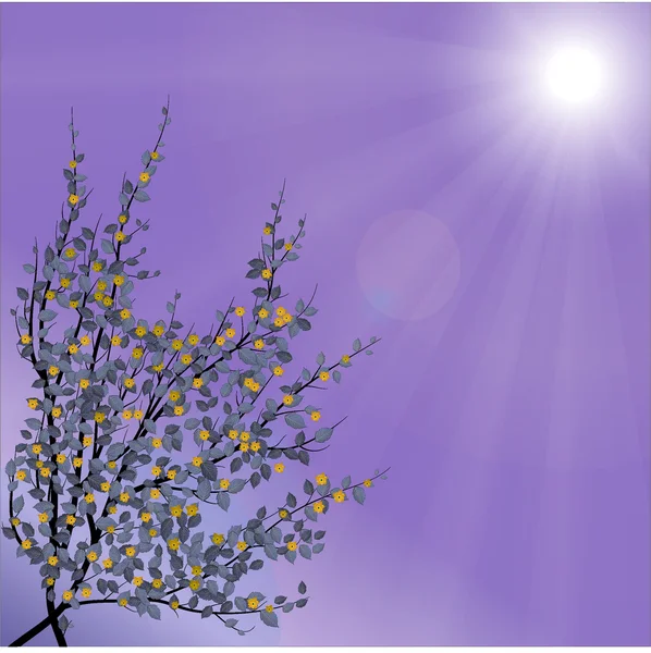 Arbre de printemps avec fleurs — Image vectorielle