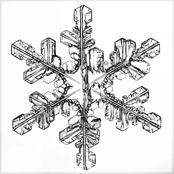 Eiskristall-Schneeflockenmakro — Stockfoto