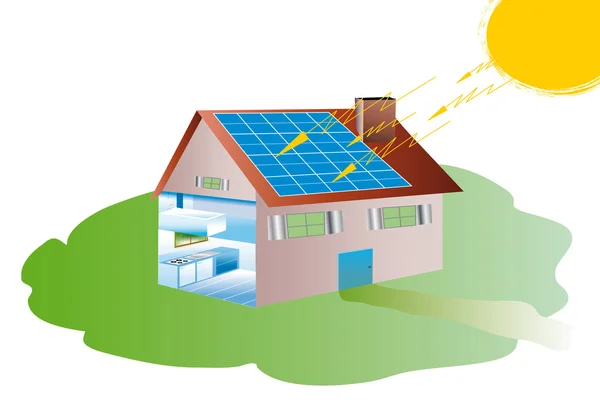 Casa com painéis solares — Fotografia de Stock