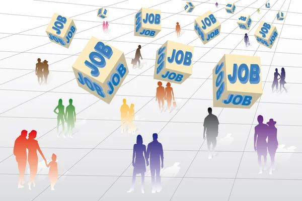 Безработица, занятость и работа — стоковый вектор