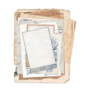 Old archive with letters, photos clipart