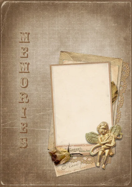 stock image Vintage background with frame and angel