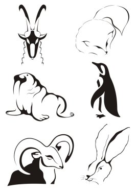 Stylized images of animals clipart