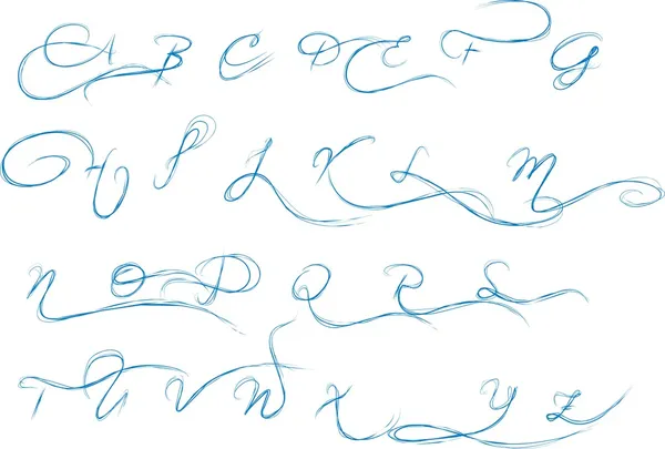 Kalem çizilmiş vektör alfabetik büyük harf — Stok Vektör