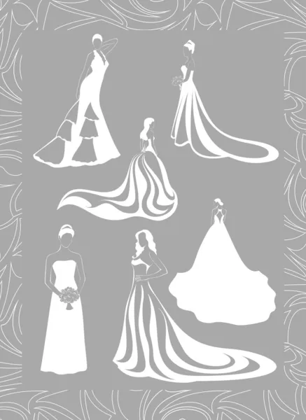 Ensemble silhouettes de mariée — Image vectorielle