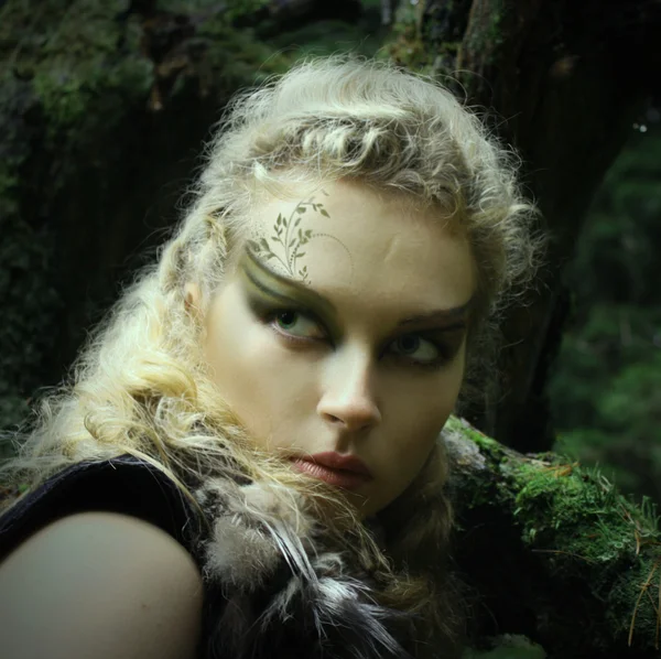 Elf girl in a summer wood — Stock Photo, Image
