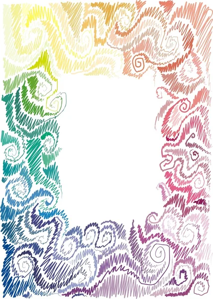 Arco-íris floral moldura desenhada à mão — Vetor de Stock