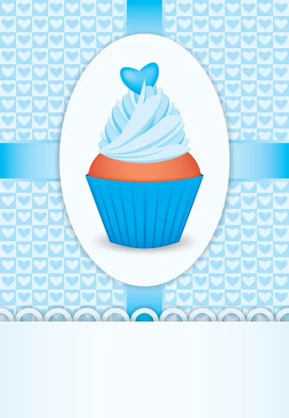 Carte avec cupcake et coeur — Image vectorielle