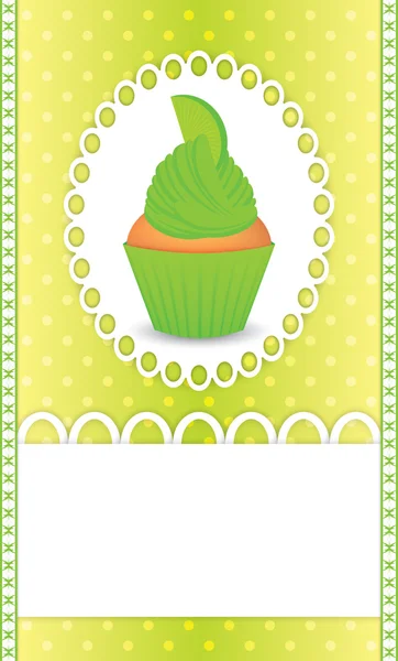 Card with lime cupcake — Stock Vector