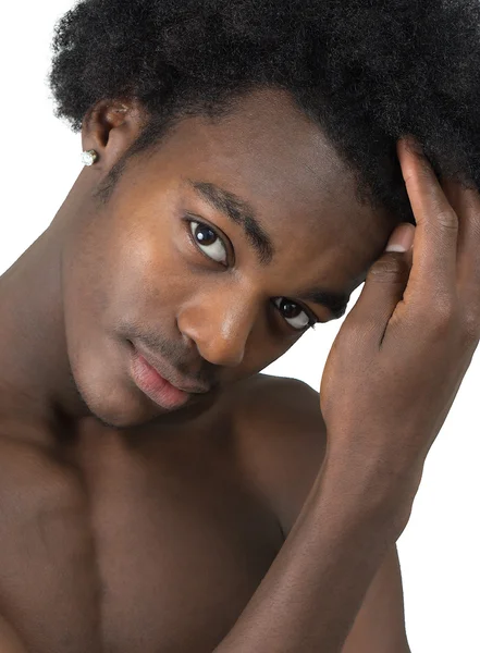 Krásný Africký Americký muž s dlouhými vlasy — Stock fotografie