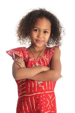 Afro american beautiful girl children with black curly hair isol clipart