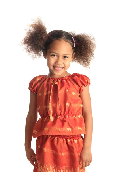 Afro american beautiful girl children with black curly hair isol — Stock Photo, Image