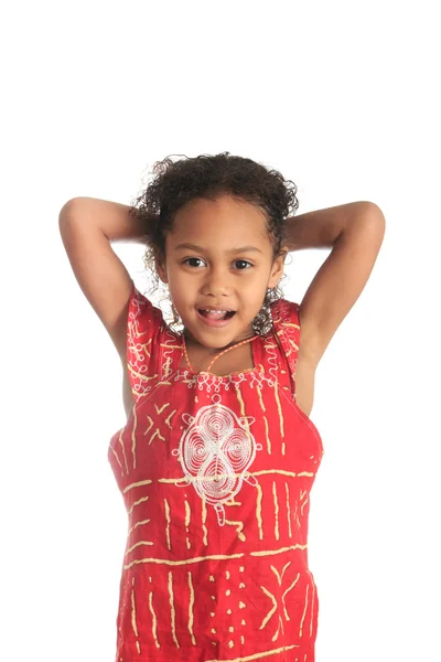 Afro Amerikaanse mooi meisje kinderen met zwarte krullend haar isol — Stockfoto