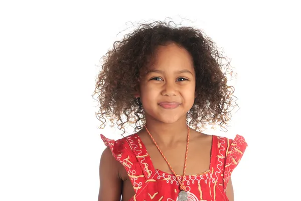 Afro americana menina bonita com cabelo encaracolado preto metisse — Fotografia de Stock
