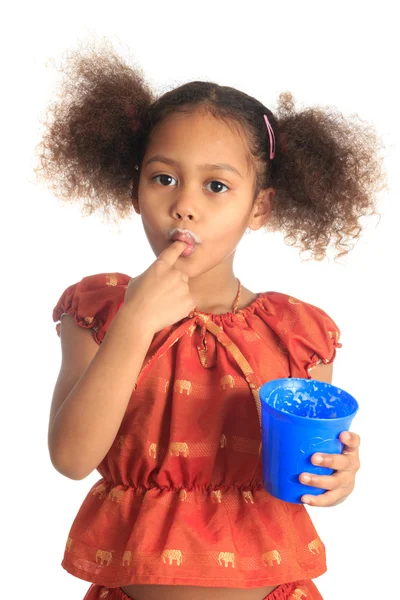 Afro amerikansk svart asiatiska vackra barn med lockigt hår lis — Stockfoto