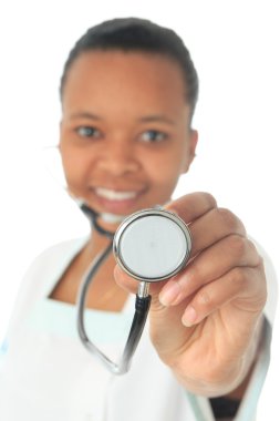 African American doctor nurse black stethoscope isolatedmetisse clipart