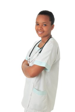 African American doctor nurse black stethoscope isolatedmetisse clipart