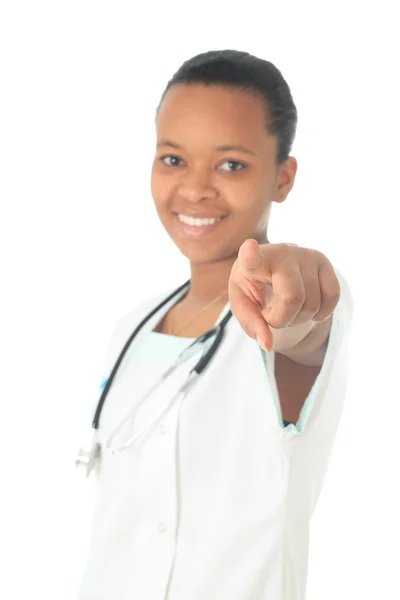 Amerikansk läkare sjuksköterska svart stetoskop isolatedmetisse — Stockfoto
